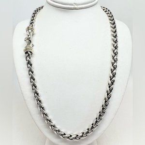 Authentic David Yurman 6mm Wheat Chain Necklace .925/14K Gold 18” Length